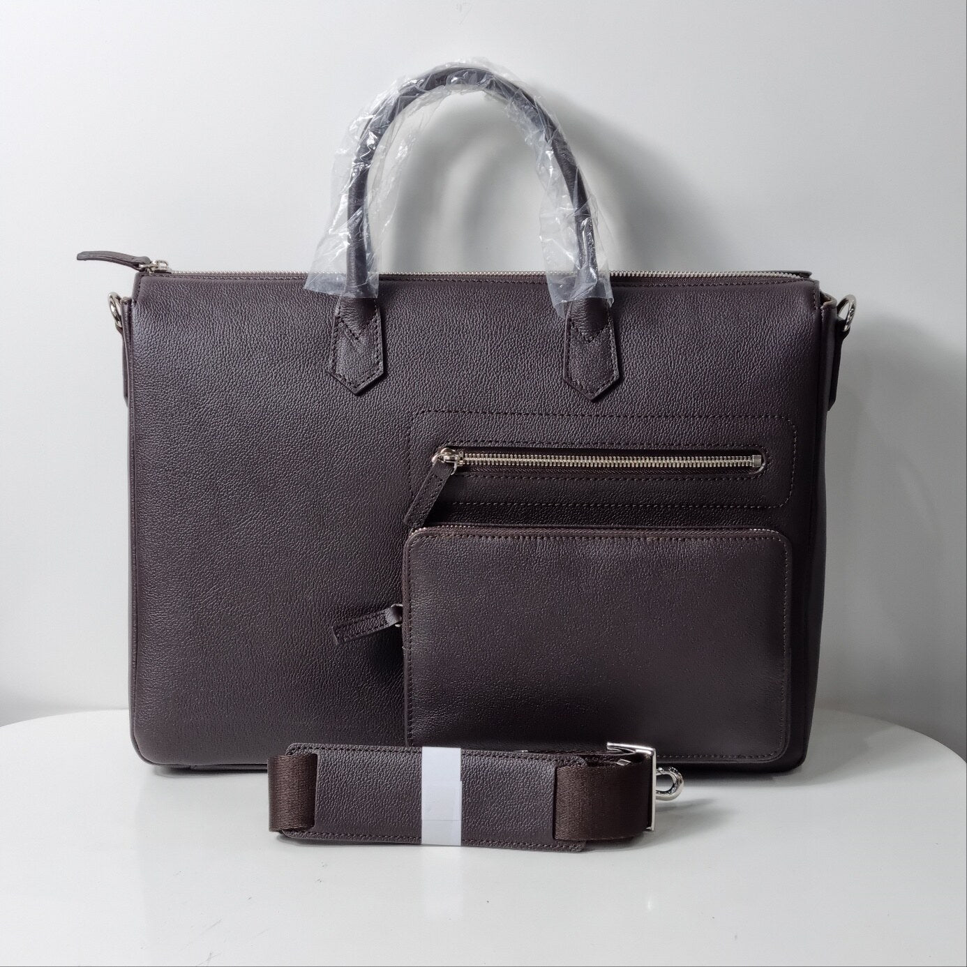 Tandi CentralSejong Men's Simple Cow Leather Briefcase B5504604VT