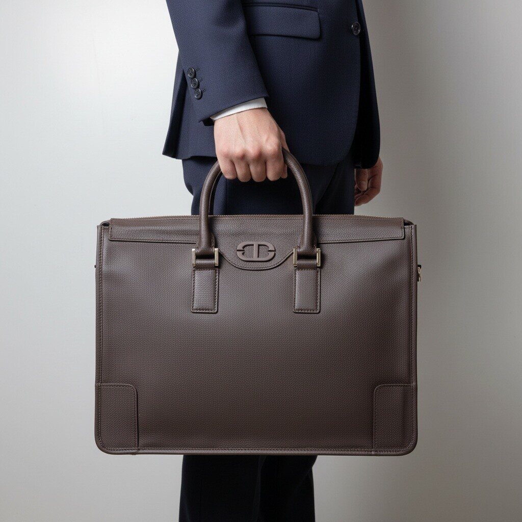 Tandy B5604305SB1 Men's Premium Leather Briefcase Crossbody Business Tote Bag