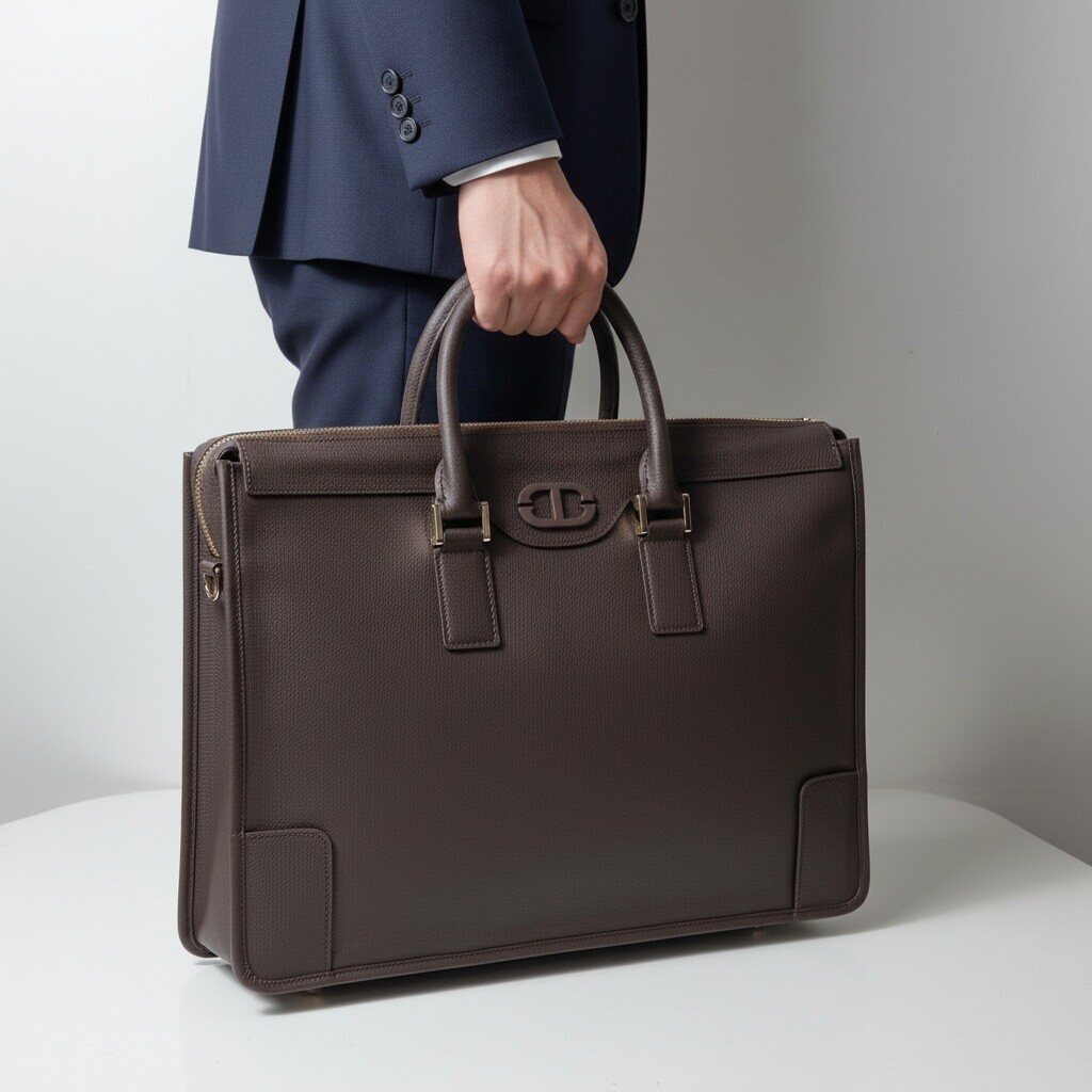 Tandy B5604305SB2 Men's Premium Leather Briefcase Crossbody Business Tote Bag