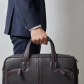 Tandy B5605904SB2 men's leather briefcase compatible with crossbody and shoulder use with two pocket