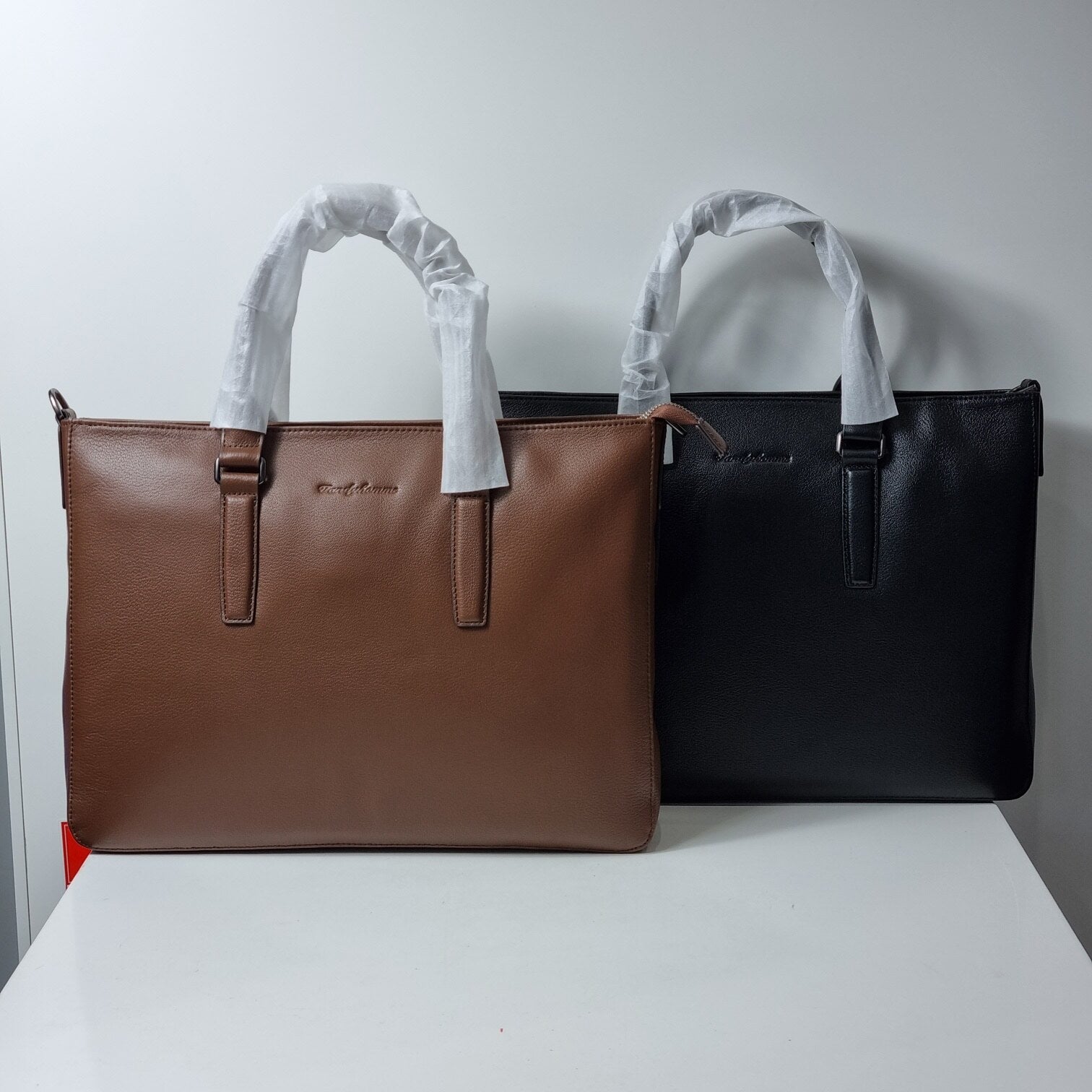 Tandi CentralSejong Men's Simple Cow Leather Briefcase LDB23305