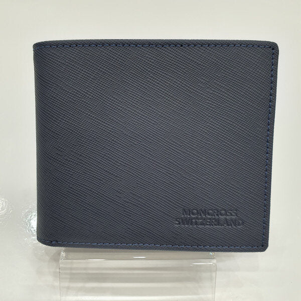 Monkrose Natural Calf Leather Saffiano Horizontal Men's Wallet AM2102-5-BLUIC