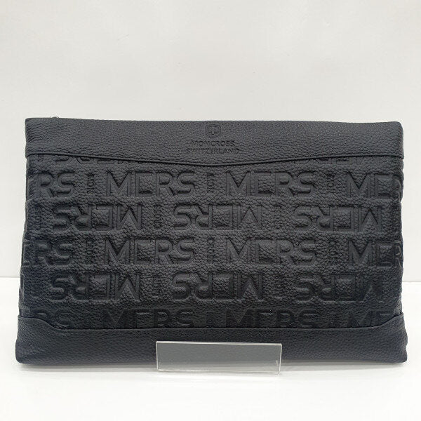 Monkros Genuine Cowhide Leather Self-Logo Pattern Clutch Bag MK1605-3BKIC