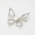 VY female white silver butterfly glitter gold brooch