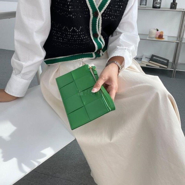 VY women grid pattern pouch Jacques Lange兼长钱包