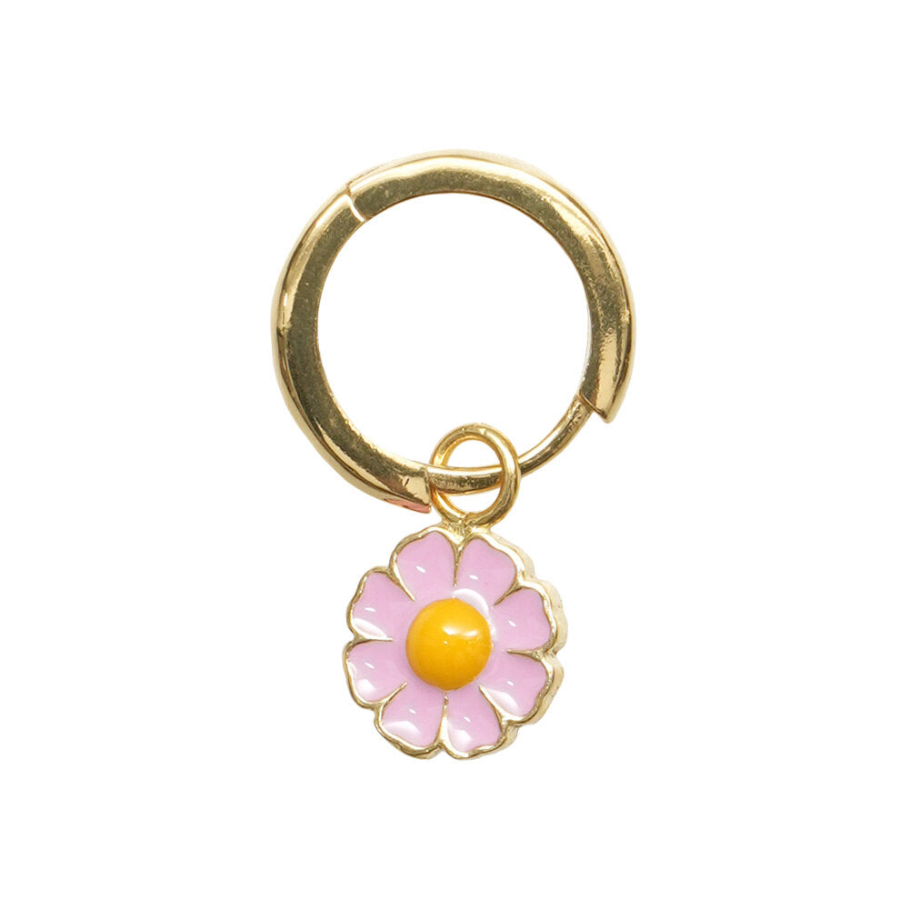 Wilhelmina Garcia Gold Pink Daisy Drop Earrings BLM011-PINK