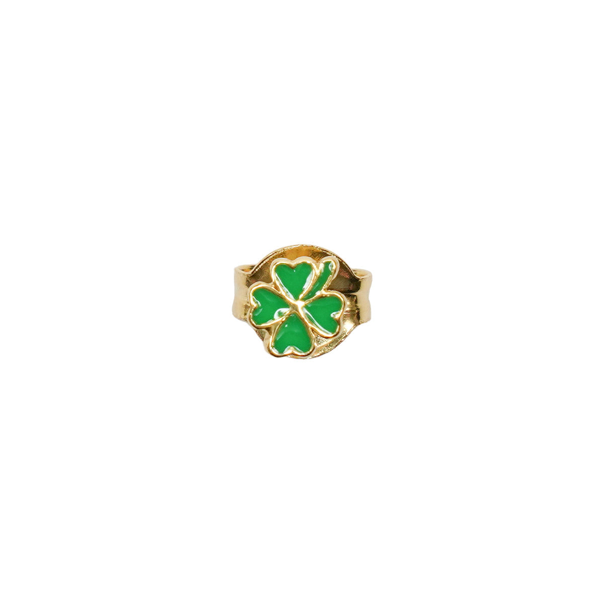 Wilhelmina Garcia Gold Green Clover Stud Earrings BLM031-GREEN