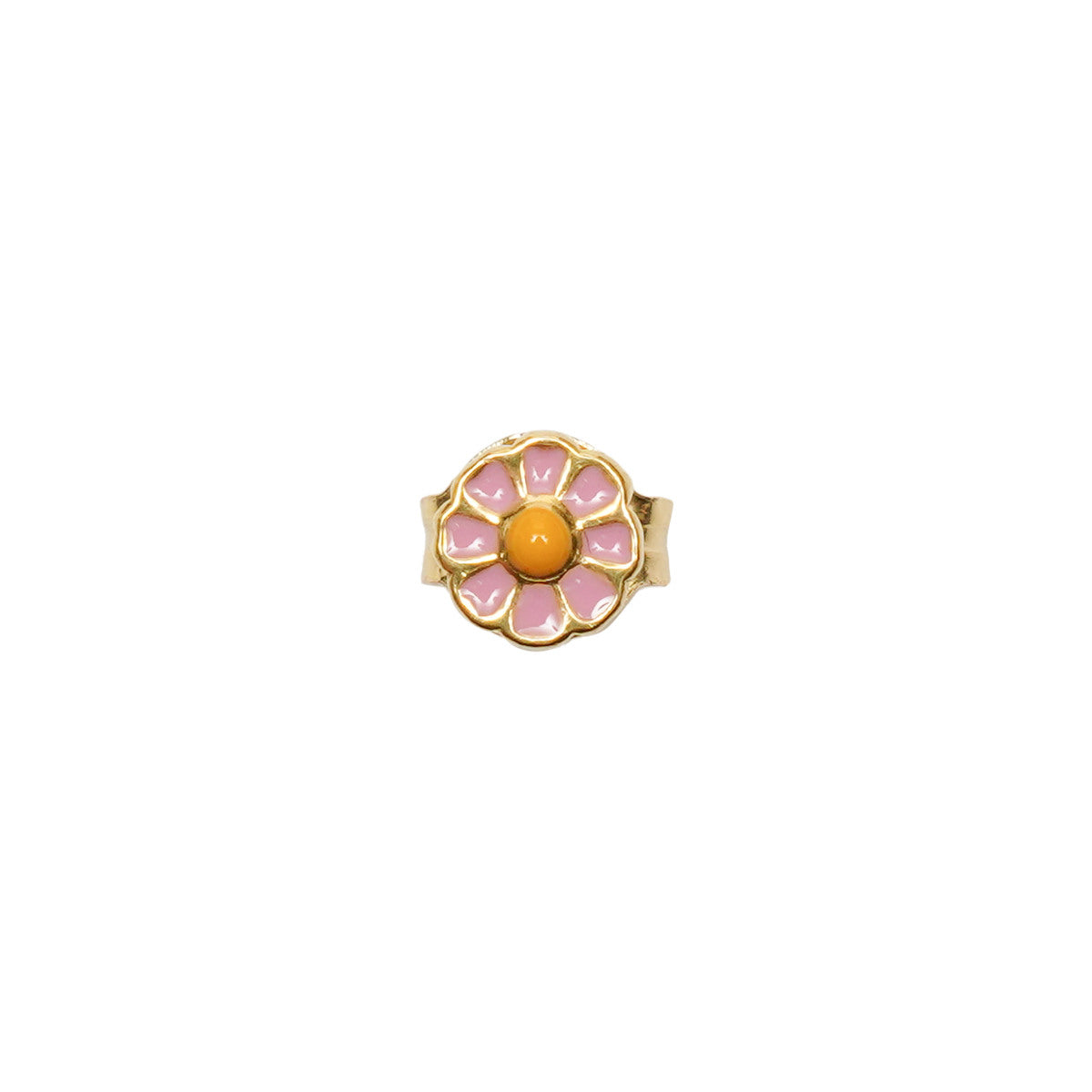 Wilhelmina Garcia Gold Pink Daisy Stud Earrings BLM033-PINK
