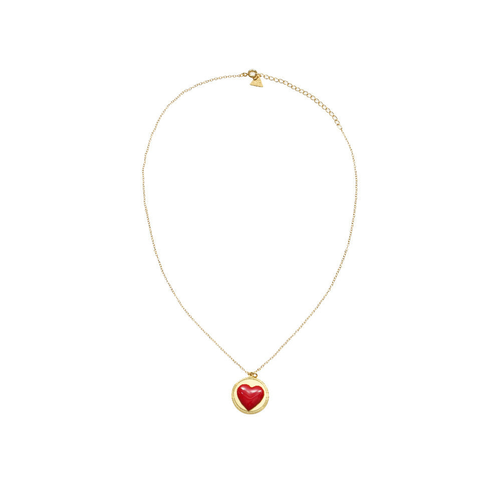 Wilhelmina Garcia Gold Heart Pendant Skinny Chain BLM038-RED HEART