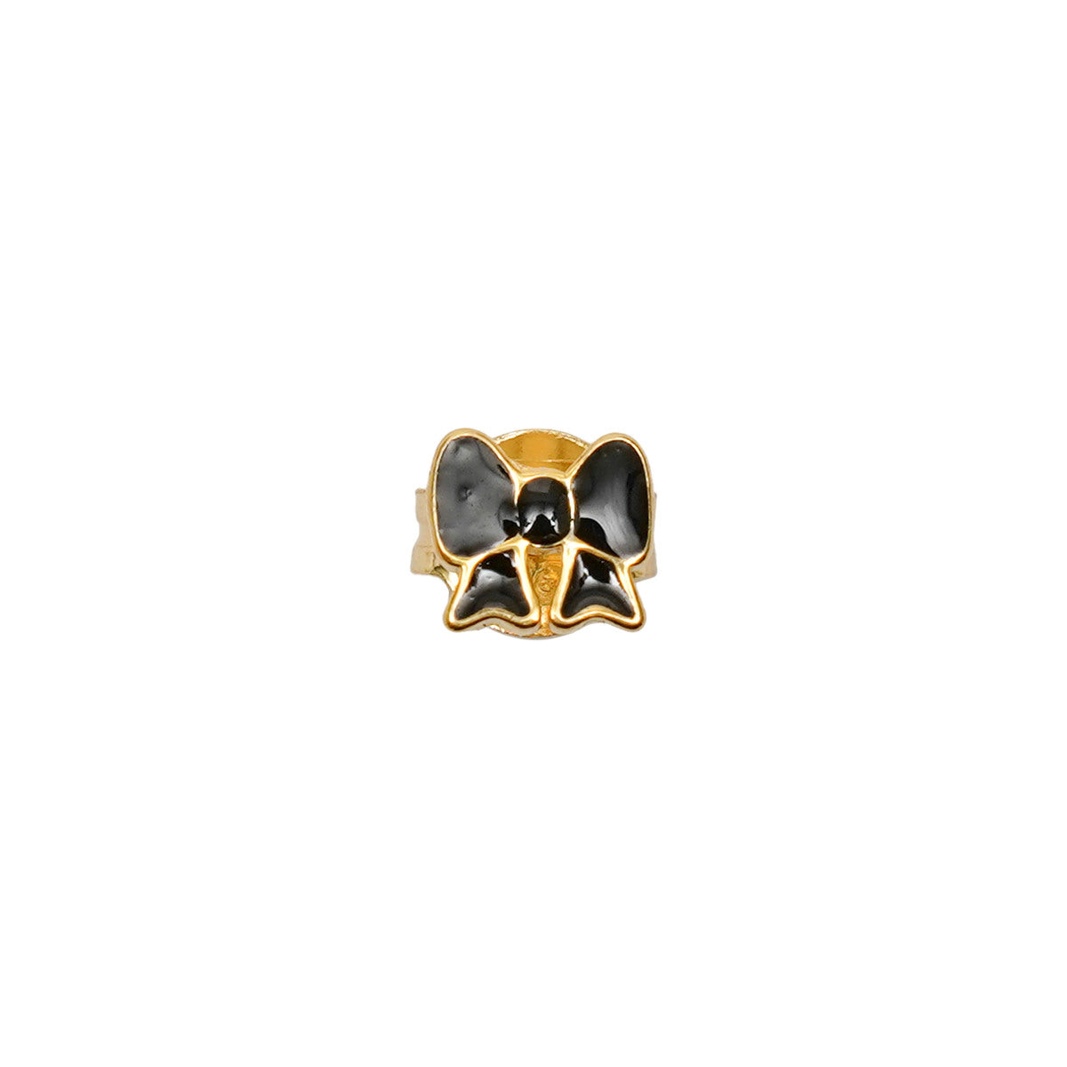 Wilhelmina Garcia Mini Black Ribbon Stud Earrings SS2024-BLACK