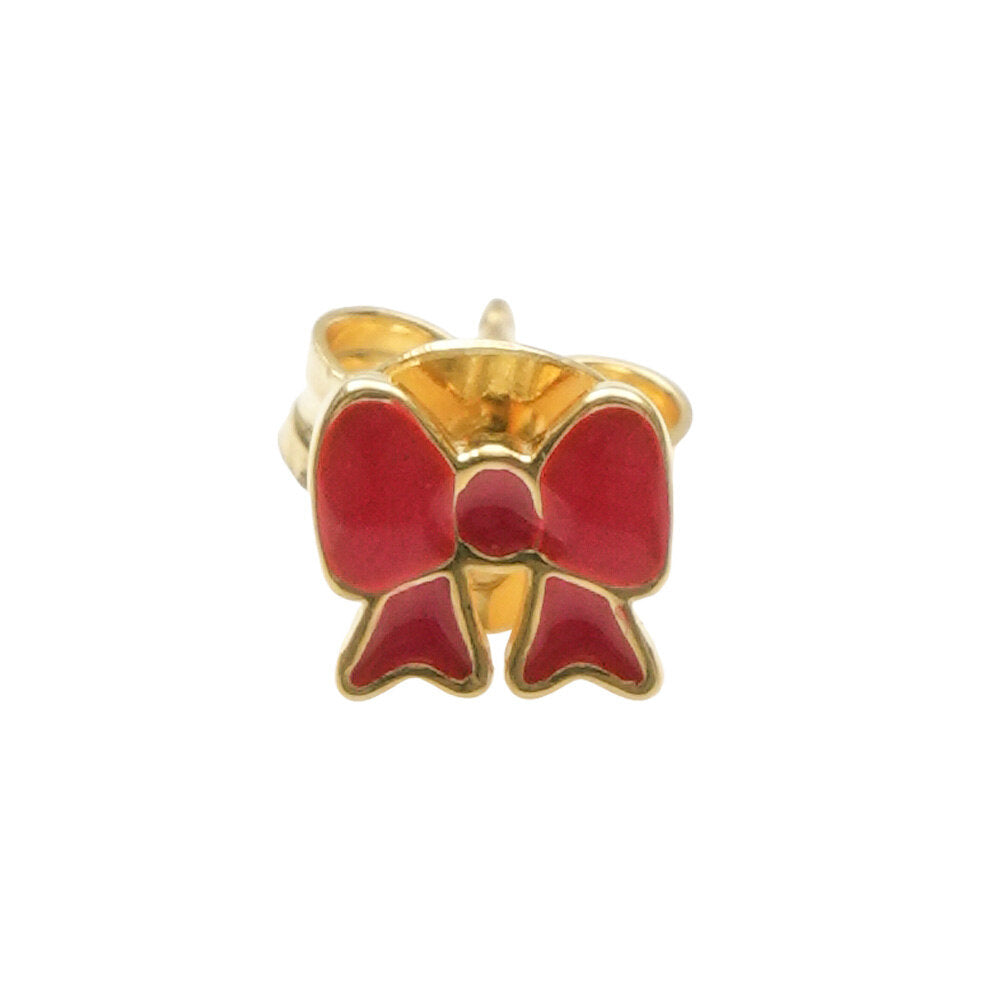 Wilhelmina Garcia Mini Red Ribbon Stud Earrings SS2024-RED