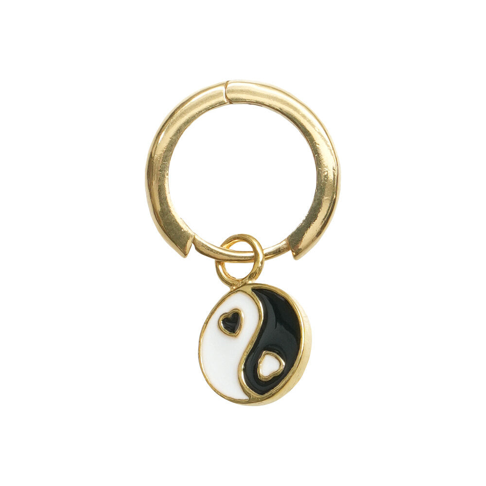 Wilhelmina Garcia Black Yin Yang Drop Earrings YY007-BLACK