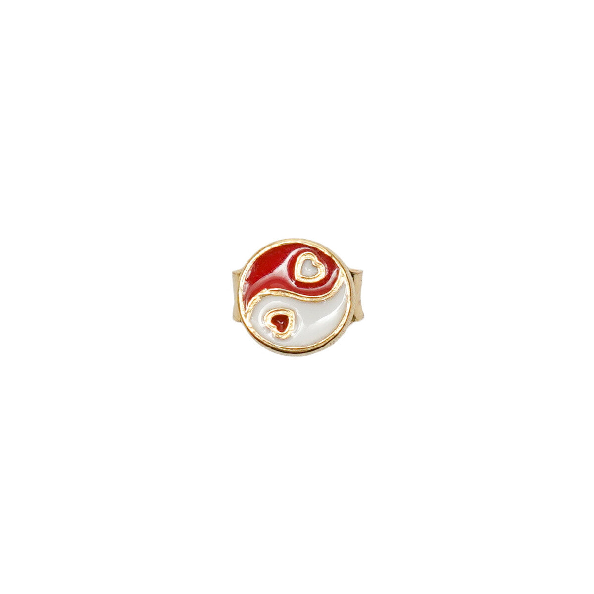 Wilhelmina Garcia Red Yin Yang Stud Earrings YY017-RED-GOLD