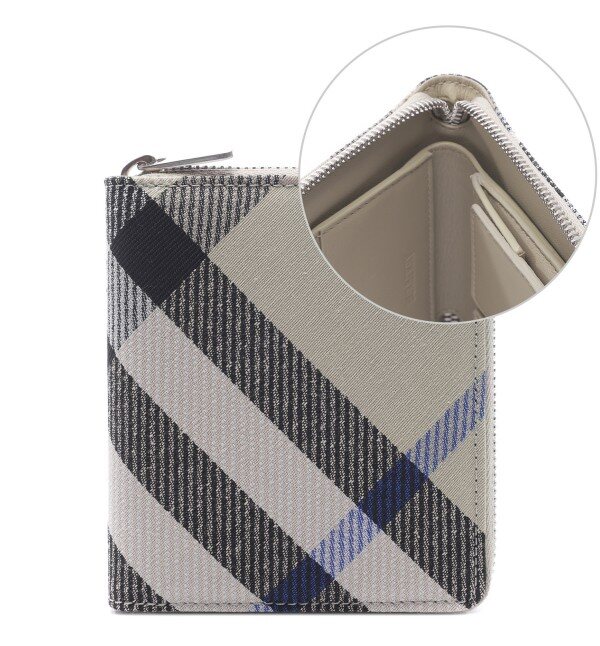 Burberry Men's Check Zipper Card Wallet 8087322 LICHEN 24S