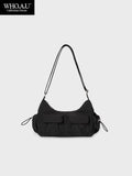 Huay W.H.O Double Pocket Hobo Bag(BLACK)-WHBGG2322AIC