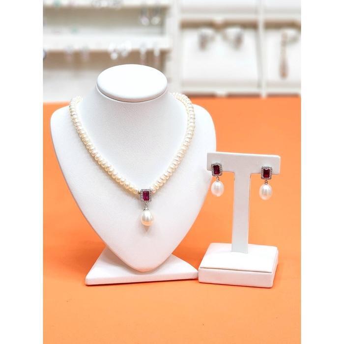 Rodem Jewelry Rodem Savezone05 Premium Natural Pearl Ruby Earrings Necklace Set02 RDA23060093 (32407