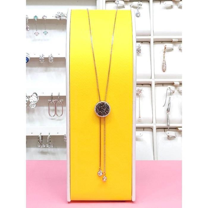 Roden Jewellery Rodem Save Zone 05 Elegance Swarovski Black Diamond Sliding Long Necklace RDC2307026
