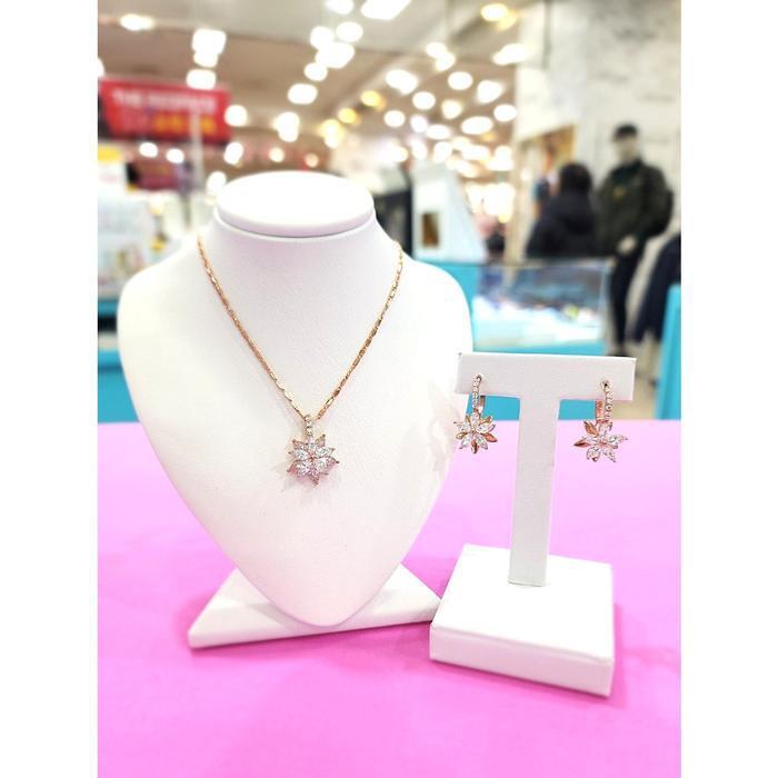 Rodem Jewelry Rodem Savezone 05 Elegance Flower Earrings and Necklace Set (Rose Gold) RD26030027 (46