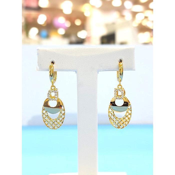 Rodem Jewelry Rodem Savezone05 Elegance 2 Droplet One Touch Earrings (Yellow Gold) RD26040043 (48925