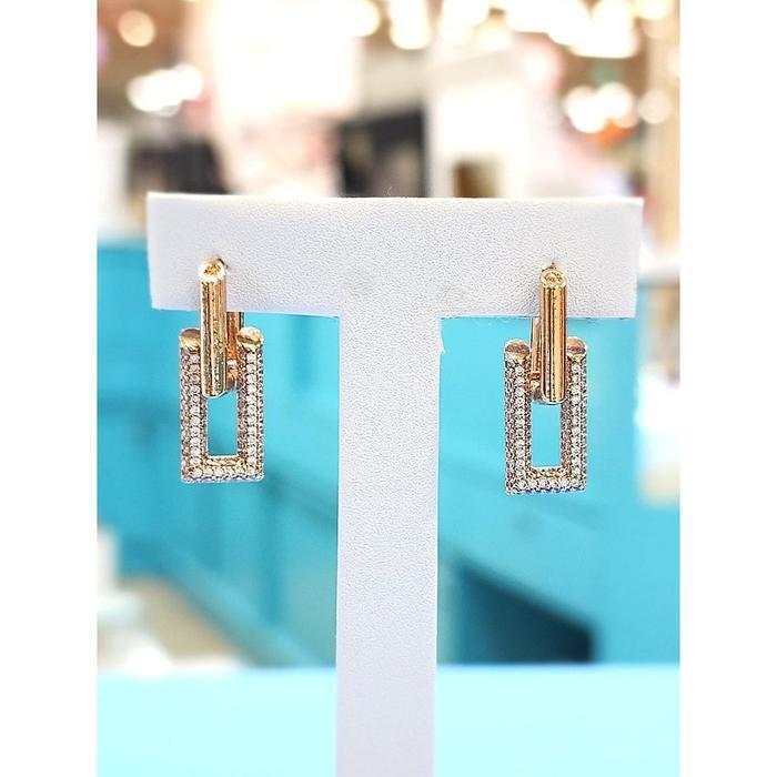 Rodem Jewelry Rodem Save Zone05 Elegance Double Square One-Touch Earrings RD26040141