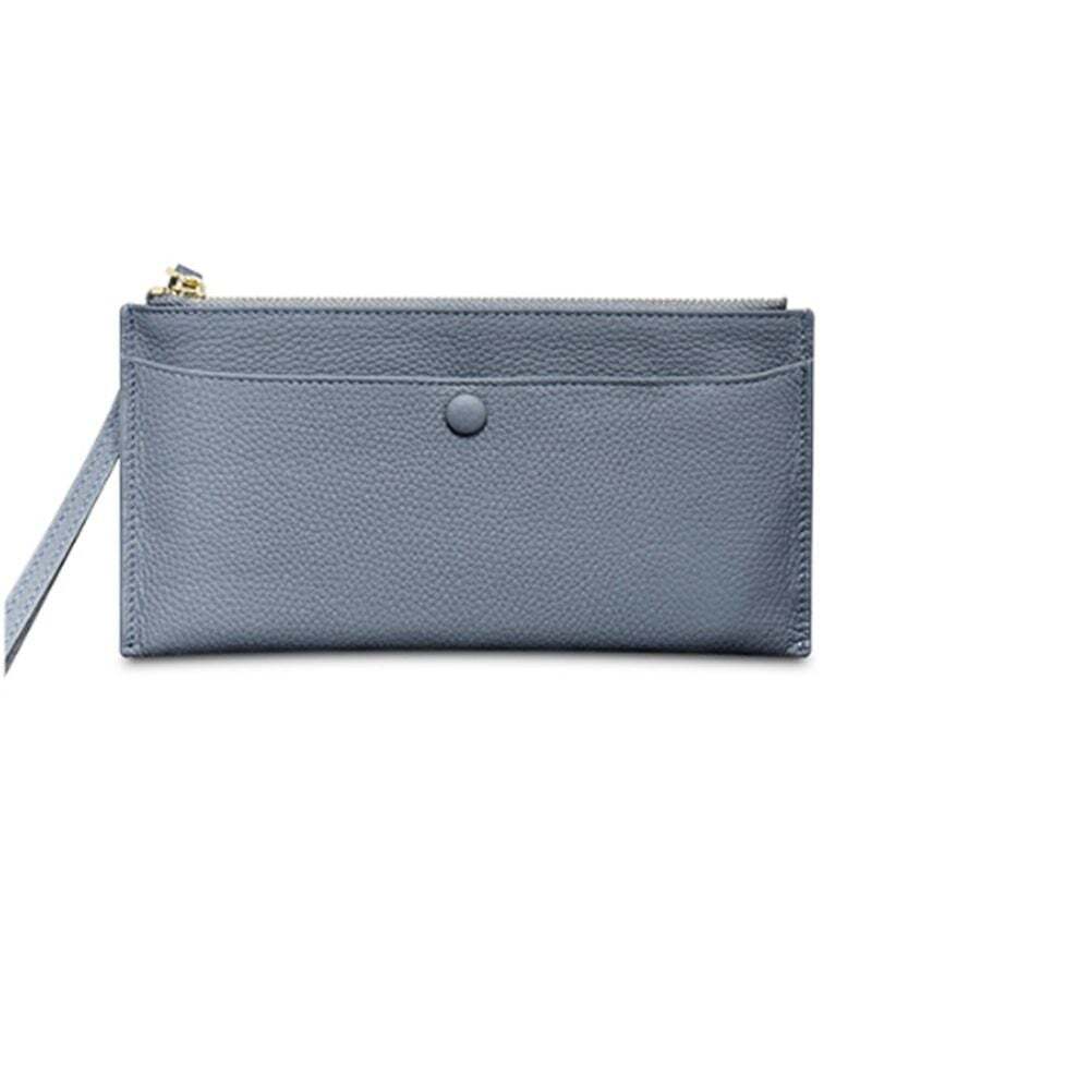 HS Life Wallet Money Clip Card Holder Zipper Card Purse Women Slim Bag Navy Gray