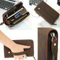 HS Life wallet money clip card holder men long wallet hand bag zipper card storage male leather