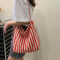 HSLife Eco Bag Canvas Bag Cloth Bag College Daily Shoulder Striped