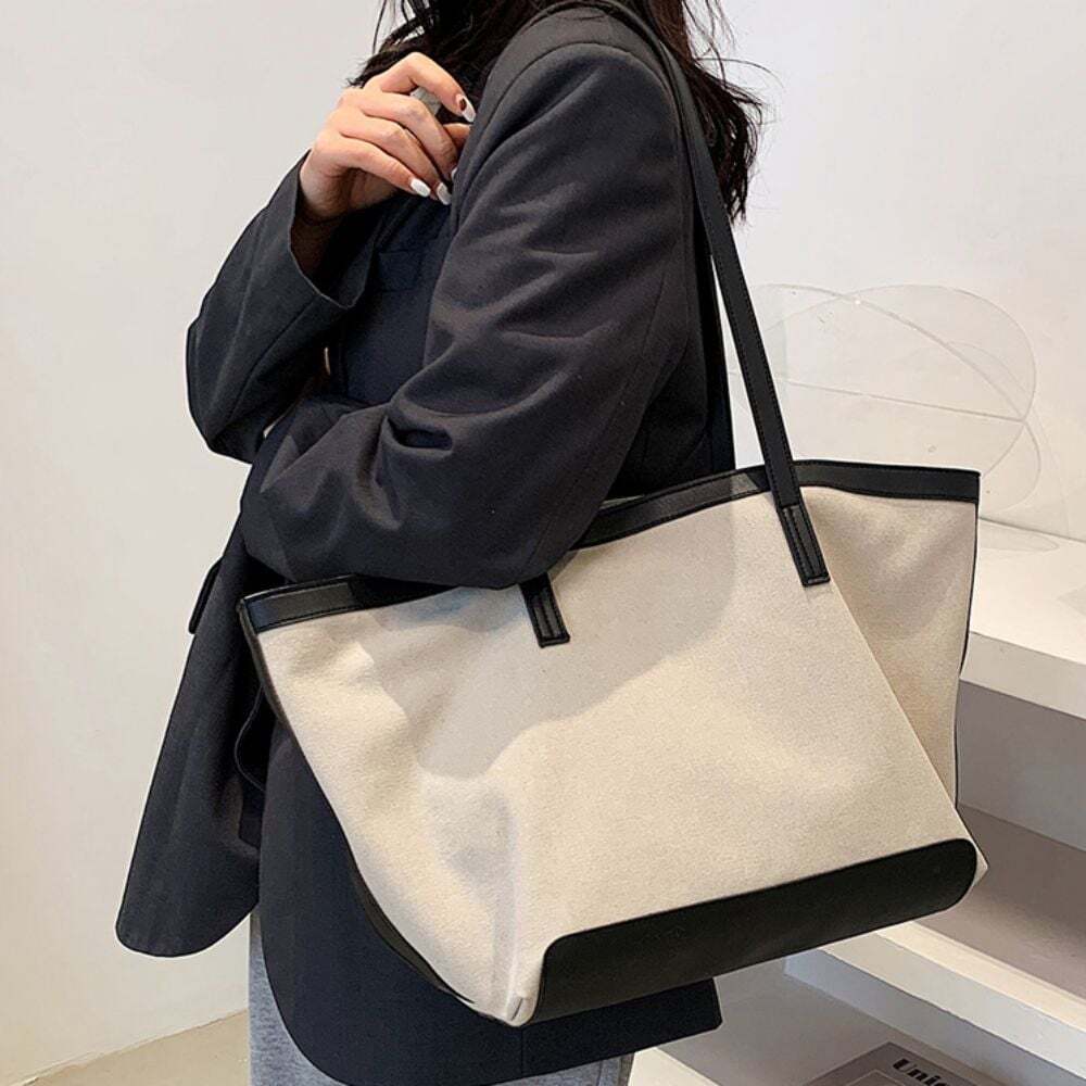 HSLife Eco Bag Canvas Tote Bag Two Colors Women Backpack Zipper Pocket
