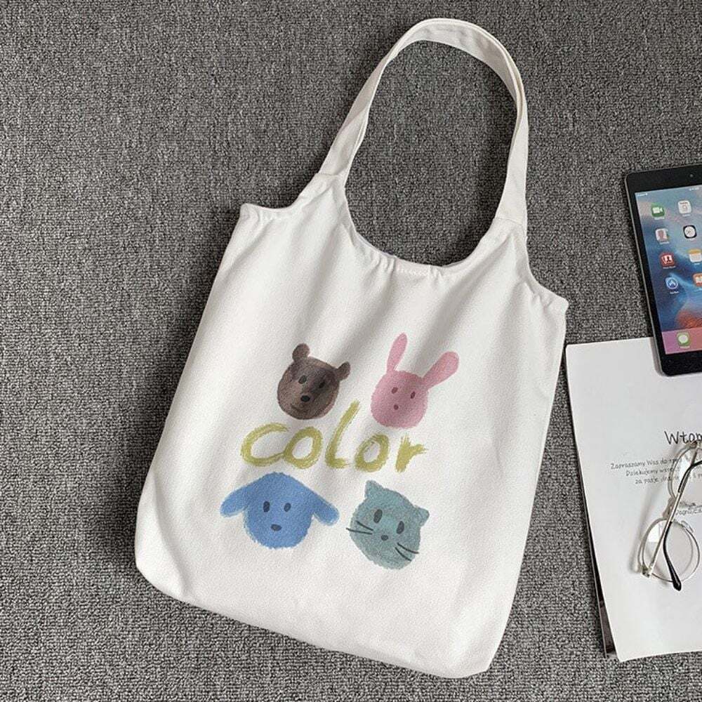 HSLife Eco Bag Canvas Bag Printing Student Backpack Auxiliary Backpack