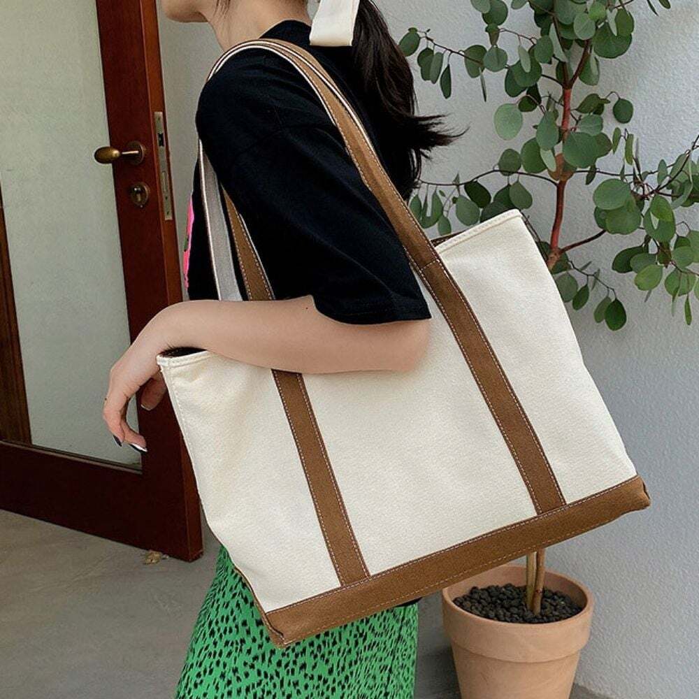 HS Life Eco Canvas Tote Bag Daily Utility Shoulder Bag
