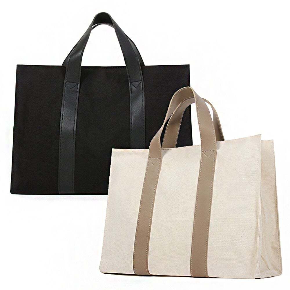 HS Life Eco Bag Canvas Bag Tote Bag Simple Basic Big Square Shoulder Bag
