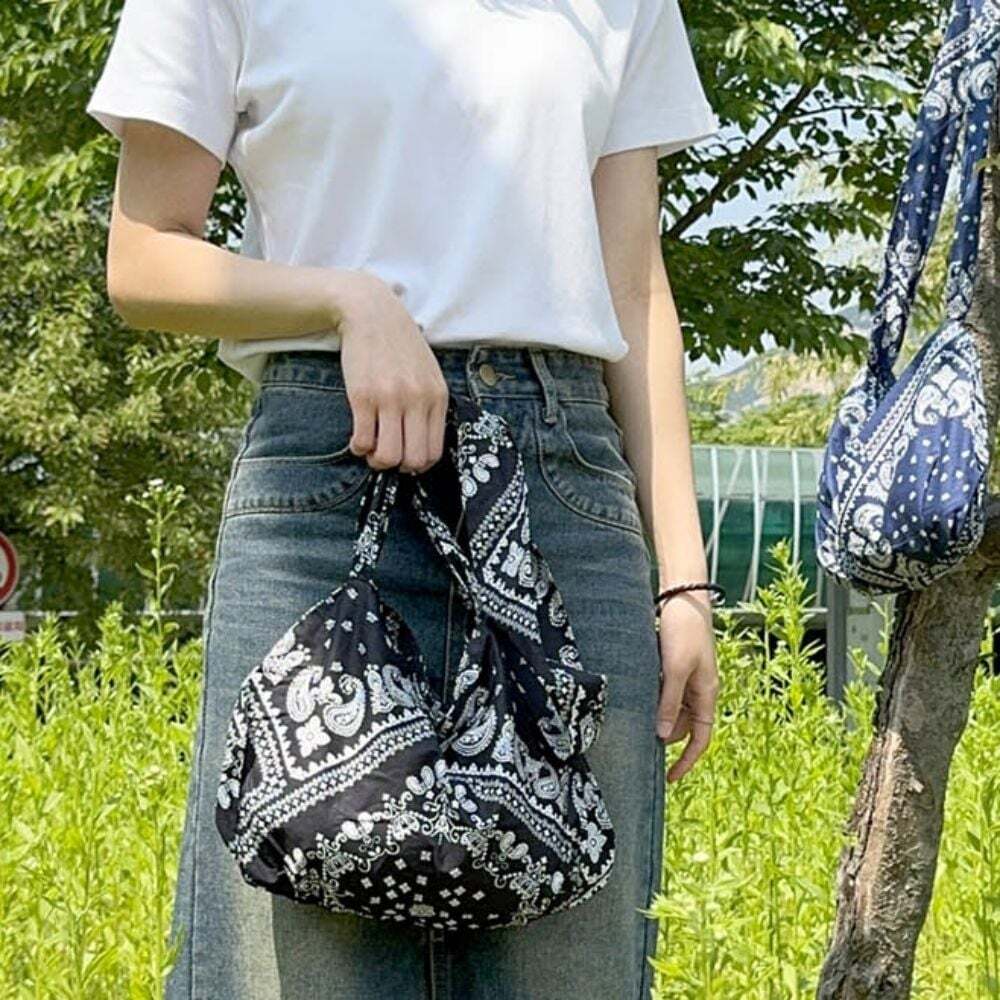 HSLife Eco Bag Canvas Bag Cotton Bag Paisley Lightweight Shoulder Bag Daily Storage