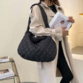 HSLife Eco Bag Canvas Bag White Padding Fleece Shoulder Bag Black