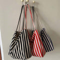 HS Life Eco Bag Canvas Tote Bag Unisex Daily Stripe Shoulder Bag