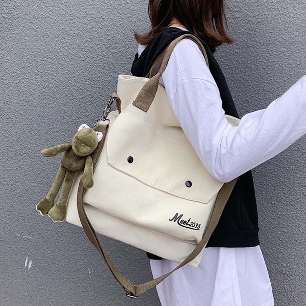 HS Life Eco Bag Canvas Bag Cloth Bag College Student Handbag Teens Twenties