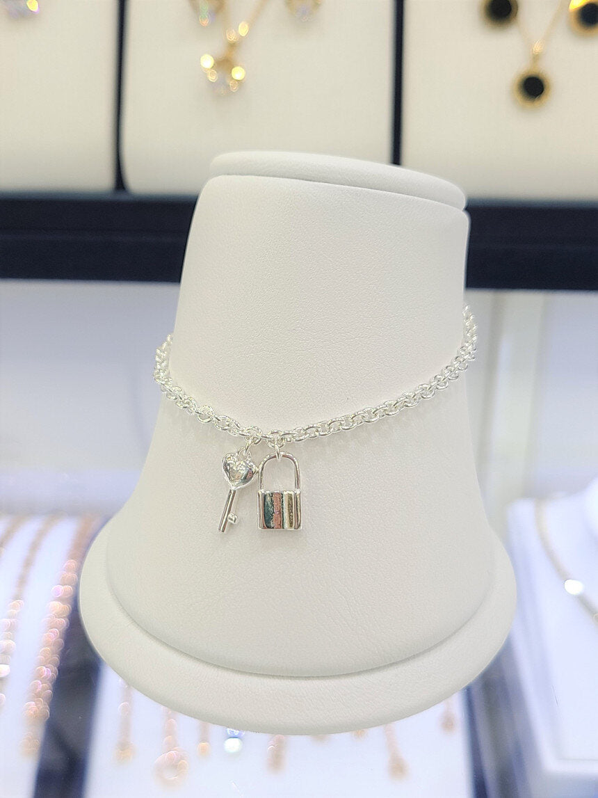 Pichichi Pure/Full Silver 925 LOCK & KEY Chain Bracelet 12SS127863