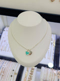 Pichichi Silver 925 Mint Pink Double Heart Pendant Two-Way Necklace 12SS586