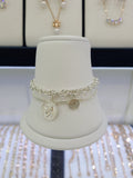 Pichichi silver/925 sterling silver coin dangling bangle bold chain double row 12SSHSB-1182-17