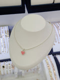 Pichichi pure/925 sterling silver pink heart pendant chain necklace 2mm 12SSNJH-586-2mmpink unplated