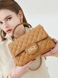 Studio Sera Cowhide Quilted Top Handle Flap Bag H22H692 3color