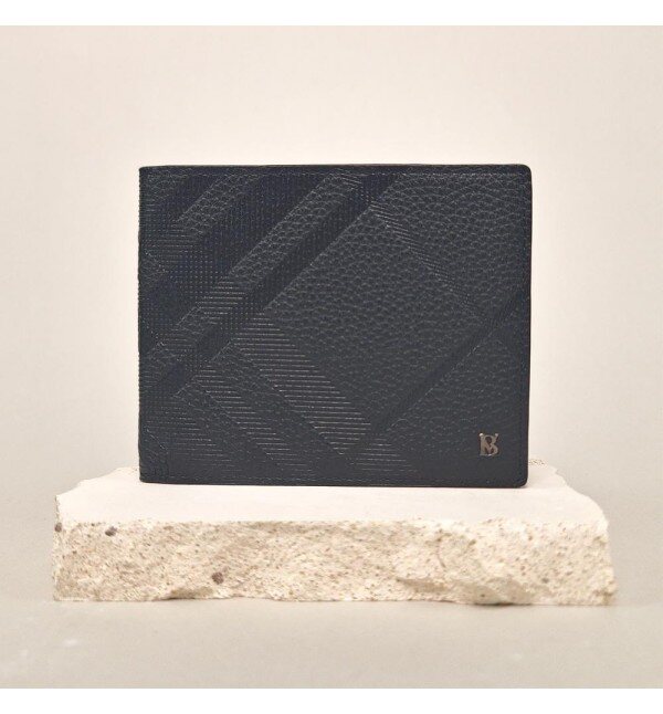 Benvenuto Matthew Check Leather Wallet Black