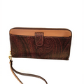Cowhide Combi Long Wallet with Phone and Zipper