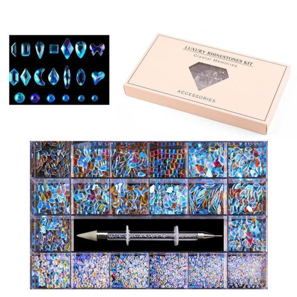SevenJys (7js) OFJ63041 Nail Art Large Capacity Various Stones 20 Types Stone Picker Set