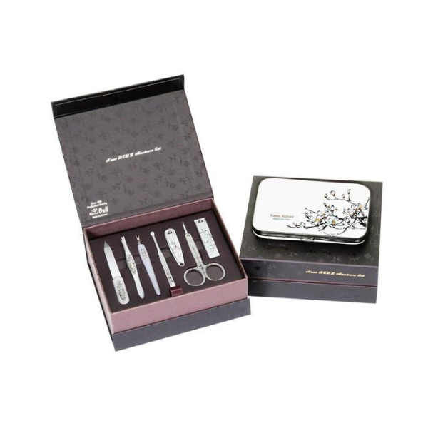SevenJS (7js) OFJ70PS5 Metal Silver Nano Nail Polish & Clippers 7-Pack