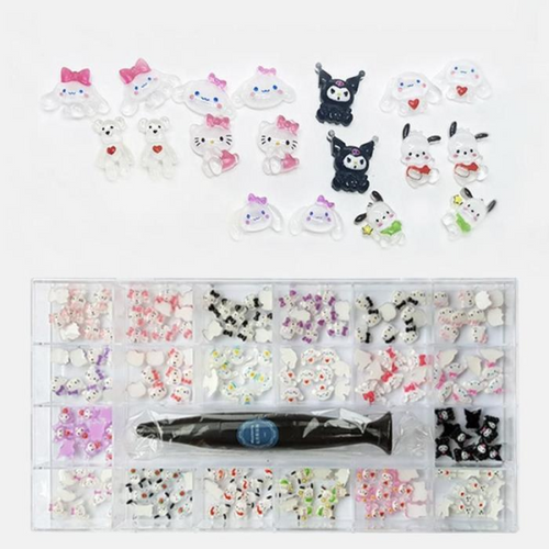 7js [OFK31473] Nail Art Large Capacity Character Parts 20pcs Parts Gel Pen Set (12138335)