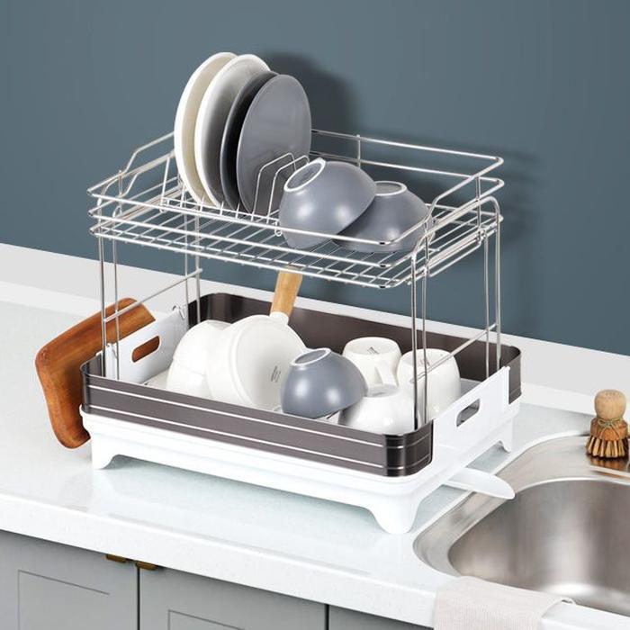SEVENJS (7js) dish drying rack washing tray large storage 2-tier stainless steel (39668014)