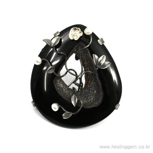 Healing Gem Agate Brooch Natural Stone Raw Fashion Brooch 24PP-2329b
