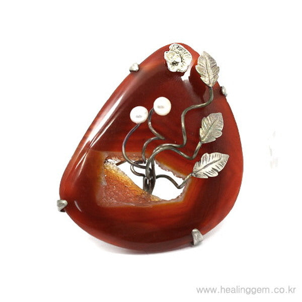 HealingGem Agate Brooch Natural Stone Raw Gemstone Fashion Brooch 24PP-2332
