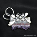 HealingGem Natural Quartz Amethyst Brooch 24PP-2340