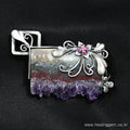 HealingGem Natural Quartz Amethyst Birthstone Brooch 24PP-2343